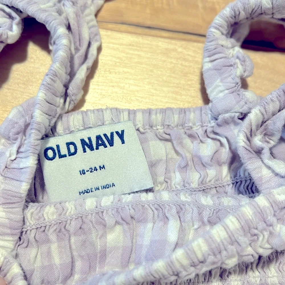 PURPLE AND WHITE GINGHAM TWO PIECE SET - SIZE 18-24M